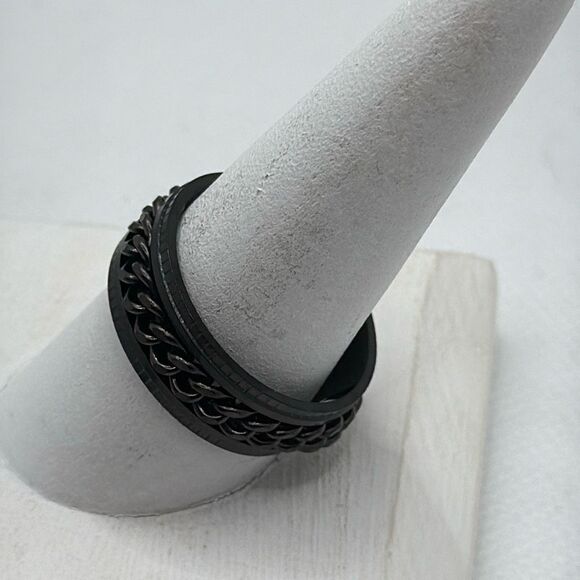 NWOT Size 12 Stainless Steel fidget, spinner band with chain - Picture 2 of 4